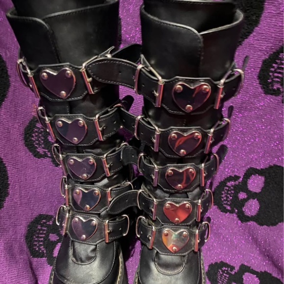 KERA-68 Black Vegan Leather Women Demonias platform boots